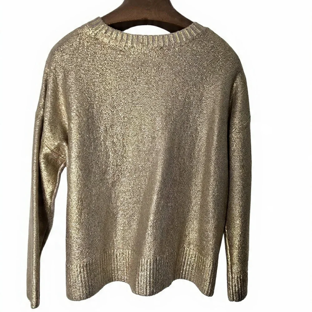 LOFT Shiny Gold Crew Neck‎ Sweater Scandigirl Fairycore